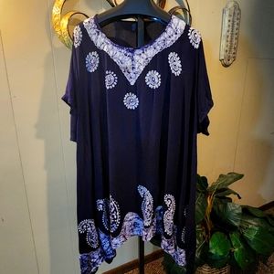 M.i.b. Navy Paisley Design Embroidered Tunic/Dress